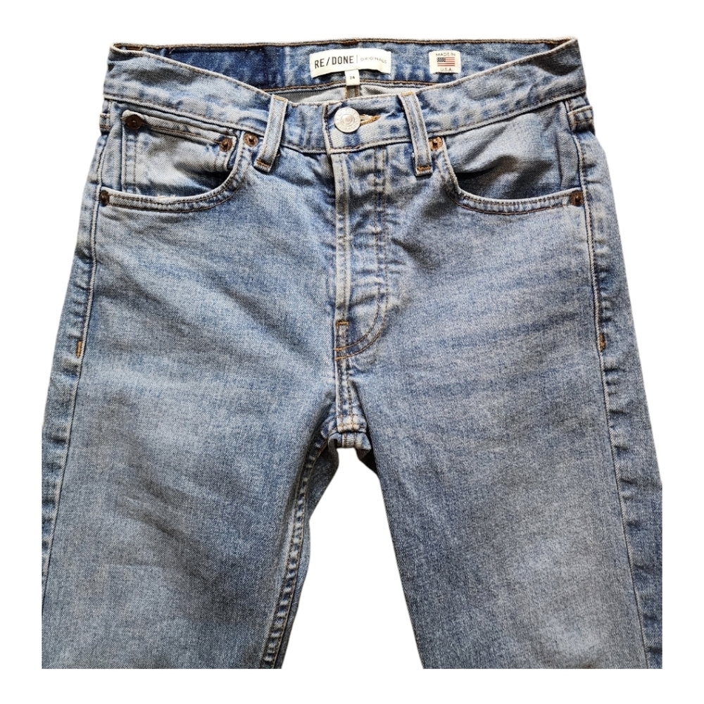Re/Done Women Straight Leg Jeans in Light Blue - Picture 2 of 8